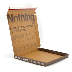 Factory Directly Recyclable Kraft Shipping Plastic Straw Boxes Wholesale Eco-friendly Brown Gift Mailer Box with Tear Strip