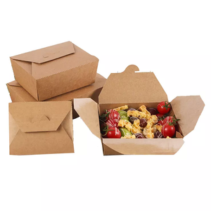 Salad Fast Food Bento Lunch Delivery Box Takeway Container Food Packaging Boxes Kraft Paper Custom Logo Disposable Rigid Boxes