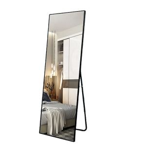 Gold & Black Aluminum Frame Decorative Modern Dressing Room Wall Full Length Floor Mirror
