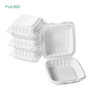 FULING 8x8 9x9 MFPP Hinged Container Clamshell Take Out Food Containers to Go Boxes Restaurant