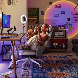 [NEW IN] GC Pro Gaming Chair + Cooling Seat + LED Lights (White+Red)