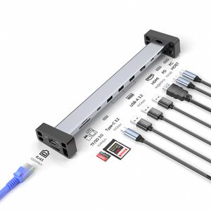 Laptop Stand 3.2 USB C Docking station Hub 10 in 1 4K 60Hz HDMI Type C PD RJ45 1000M MultiFunct Hub Portable multi port Adapter