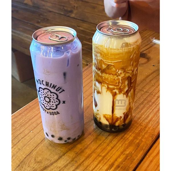 Disposable clear Plastic Juice Can Custom Printed Transparent Drink Bubble Tea Coffee Plastic Packing Can 500ml Plastic Bottles