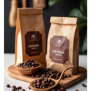 Saco De Embalagem De Cafe De Papel Kraft De Qualidade Alimentar Biodegradavel Bolsa De Embalagem Zip Com Valvula De Plastico