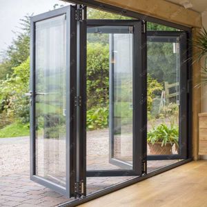 Sunnysky Modern Double Glazed Aluminum Bi-Fold Accordion Folding Patio Door Thermal Break for Exterior Glass Door for Villas