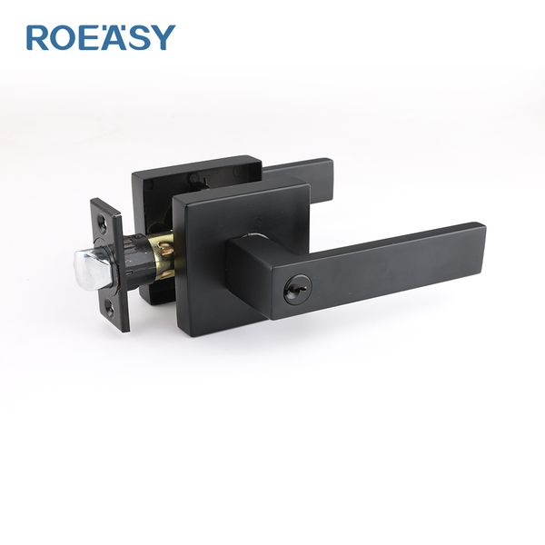 ROEASY Modern 4 Way Black Door Locks Handle and Locks Wholesale Different Type Privacy Entry Home Wooden Door Handle Lock