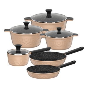 Nonstick Cookware Set 10 Piece Non-Stick Pots and Pans Set Induction Cooking Set W/Frying Pans & Saucepans Tempered Glass Lids
