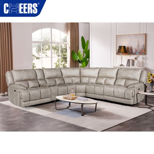 MANWAH CHEERS Modern Lounge Design Faux Leather Electric Big Size Sofa Set Furniture Living Room Modular Sectional Sofas