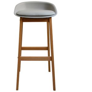 Modern Kitchen High Bar Chair with Wooden Legs and PP Plastic Seat for Dining