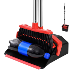 Upgrade Broom and Dustpan Set with Long Handle Self-Cleaning Dustpan Teeth for Lobby Kitchen