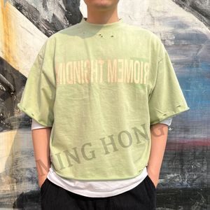 Custom Street Style Letter Print Vintage Washed 300 Gsm Pure Cotton Oversized Boxy T-Shirts
