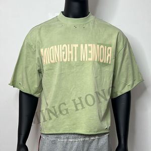 Custom Vintage Washed High Quality Print 300 Gsm Pure Cotton Oversized Cropped T-Shirts For Men