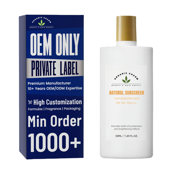 OEM Factory Private Label Natural Lightweight Vegan Sunscreen Lotion SPF 50+ 50ml for Oily Sensitive Skin