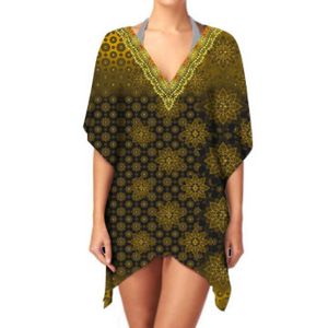 Women's Trendy Stylish Summer Casual Kaftan Dress V-Neck Digital Printed One-Piece Soft Lightweight Fabric Party Wear