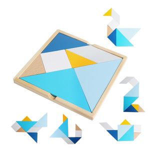 Colorful Educational Toy Travel Game Set Logic Jigsaw Tangram Board Wooden Puzzle Geometry Game