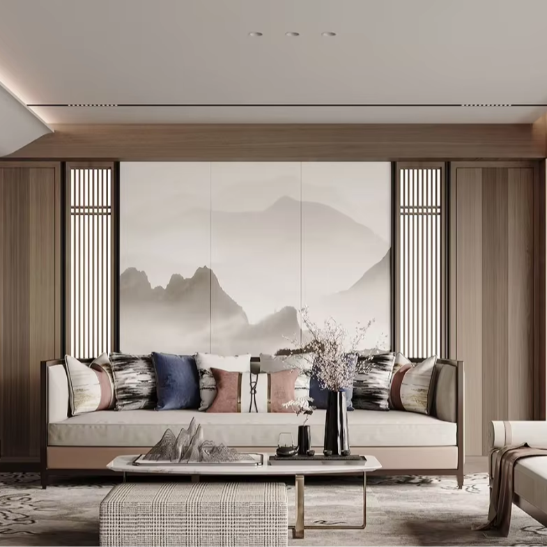 Latest Design Modern Living Room Background Wall Wooden Multi Functional Home Storage Furniture Living Room