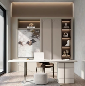 Custom Wood Panel Bookcase with Doors and Drawers Bookshelf Cabinet Home Furniture