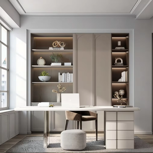 Custom Home Furniture Wood Panel Bookcase with Doors and Drawers Bookshelf Cabinet