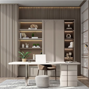 Custom Modern Design Bookcase with Doors and Drawers