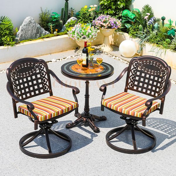 Outdoor Leisure Luxury Aluminum Cast Rotating Chair, Suitable for Apartment Courtyard Use