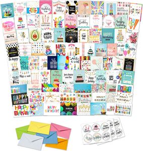 Assorted Gold Foil Birthday Cards with Envelopes, Bulk Greeting Cards Assortment, Thank You Card with Blank Inside