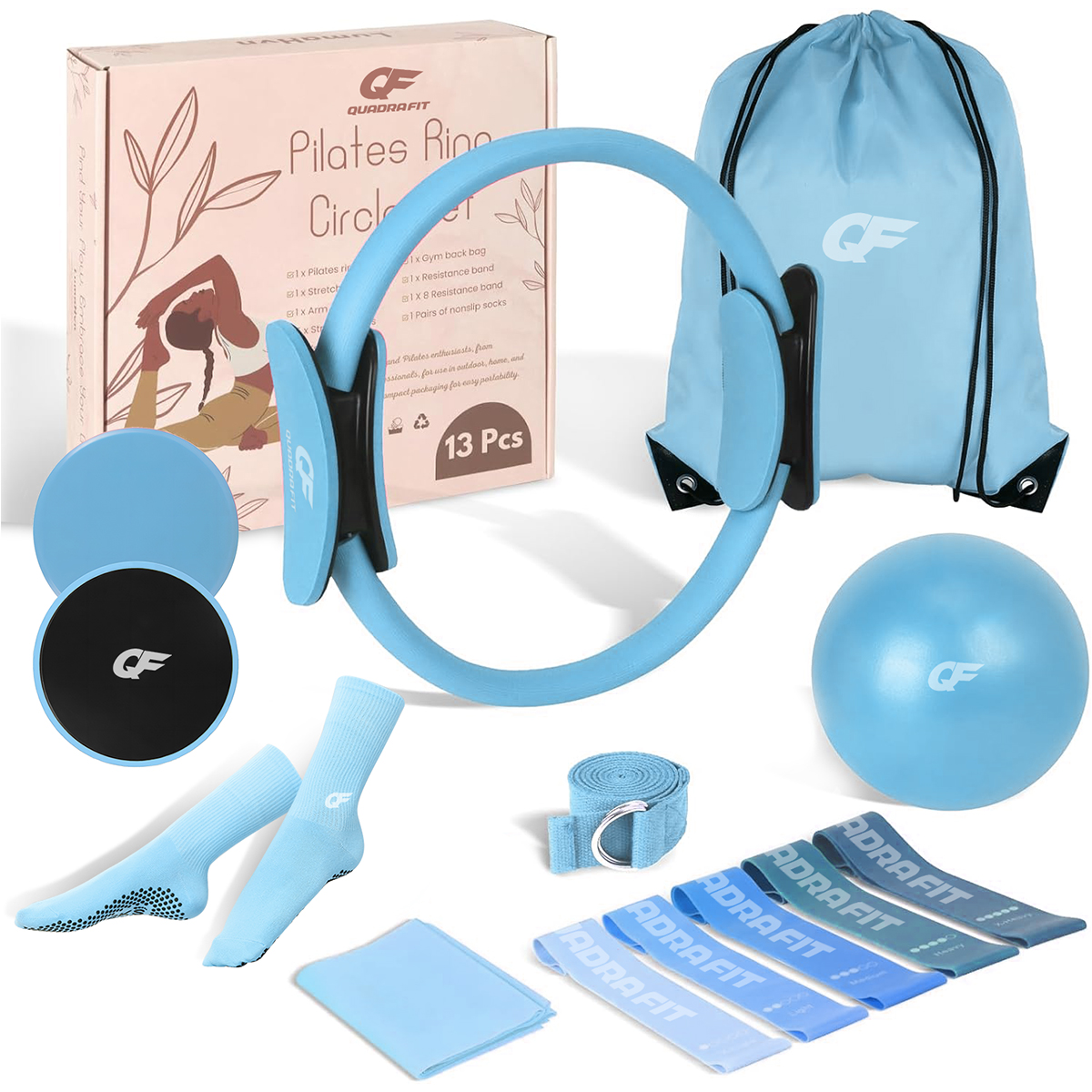 Pilates Accessories Yoga Mat Body Training Weights Adjustable Ankle Wrist Weights Dumbbell Ring Ball Slider Blocks Socks