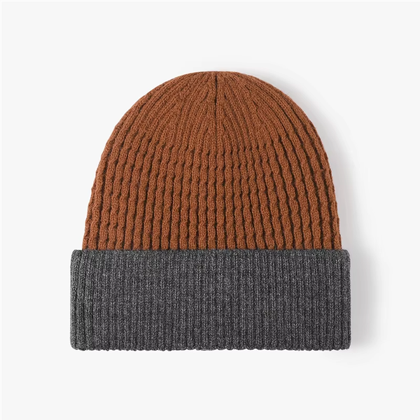 Wholesale Flat Knitted Beanie Hats Adults Custom logo Jacquard Autumn Winter Warm Knit Beanie Brimless Hats