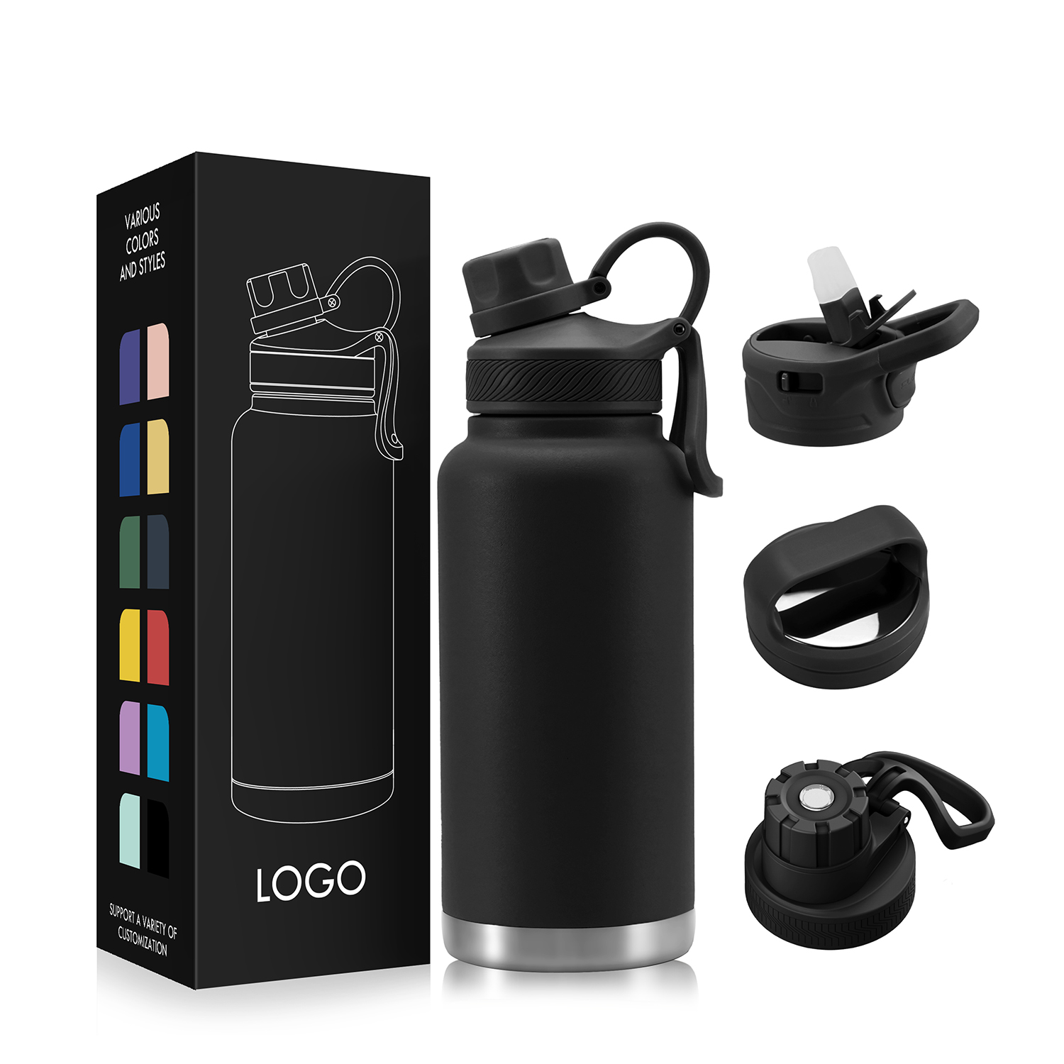 Custom Logo Double Wall Stainless Steel Thermal Vacuum Flask High Quality Insulated Water Bottles for Outdoor Sports