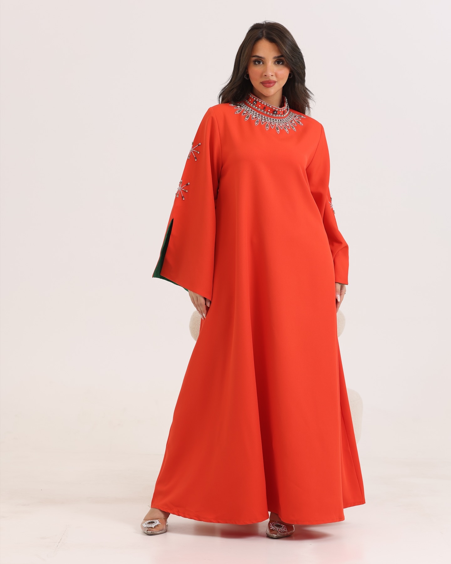 Wholesale Custom Luxury Stylish Petite Women's Satin Abaya Turkish Islamic Clothing Ruffle Sleeves Dubai Muslim Dress made Silk