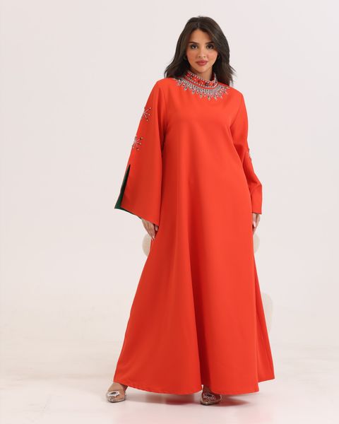 Wholesale Custom Luxury Stylish Petite Women's Satin Abaya Turkish Islamic Clothing Ruffle Sleeves Dubai Muslim Dress made Silk