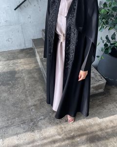 Wholesale Custom Luxury Stylish Petite Women's Satin Abaya Turkish Islamic Clothing Ruffle Sleeves Dubai Muslim Dress Made Silk