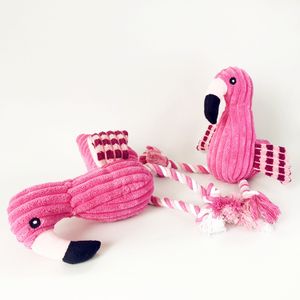 Durable Pet Toys Squeaky Pet Toy Plush Animal Flamingo Chew Dog Toy