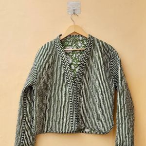 High Quality Indian Handmade Women Beach Wear Short Kantha Quilted Winter Jacket Hand Block Printed Jackets for Woman