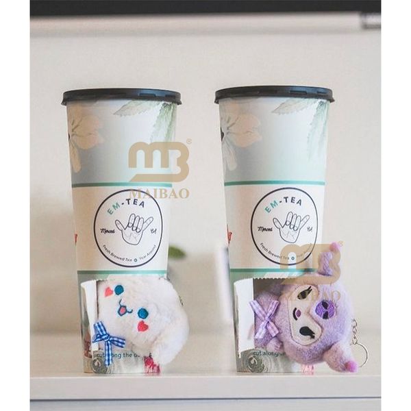 Custom Design Popular Unique 24oz Mystery Cup Bubble Boba Milk Tea Blind Box Paper Surprise Cup with Anime Toy Compartment