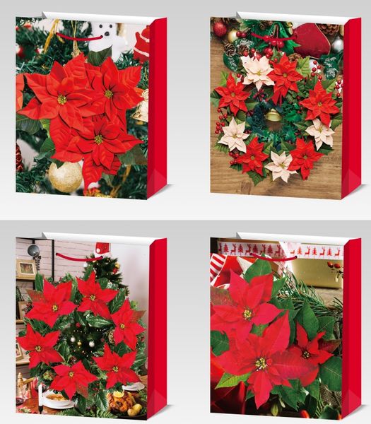 Xmas Party Favor Bags - Santa Claus Snowflake Design Bulk Packaging