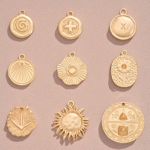 Classic Sun Face Pendants Alloy Sun Cross Flower Charms for Jewelry Making Gold Color Handmade Earrings Necklace Bracelet