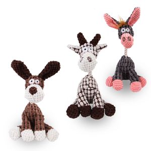 Pet Toy Donkey Shape Corduroy Chew Toy for Dogs Puppy Squeaker Squeaky Plush Bone Molar Dog Toy Drop Shipping