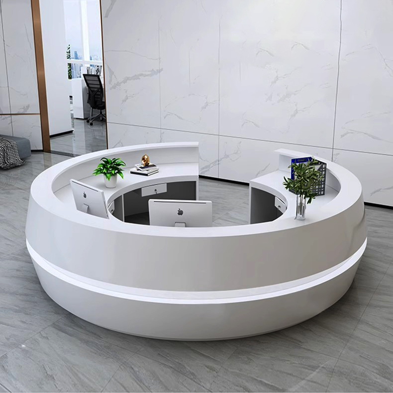 Q040 Custom High-End Large Front Desks Circular Modern for Hotel Lobby Office Beauty Salon Spa Shopping Mall Guest Reception