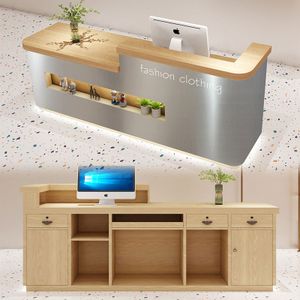 105 Company Stainless Steel Wood Reception Table for Office Hotel School Enhances Front Desk Welcome Job Consulting Meeting
