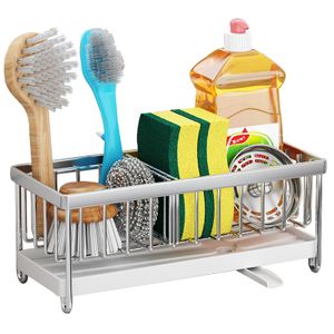 NISEVEN Factory Wholesale Kitchen Countertop Sink Caddy Stainless Steel Sponge Drying Rack Sponge Holder