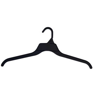 Wal Mart 19-Inch Classic Flat Design Black Plastic Clothes Hanger WT-19NS Top Hanger by Vietnam Manufacturer Clothing Organizer