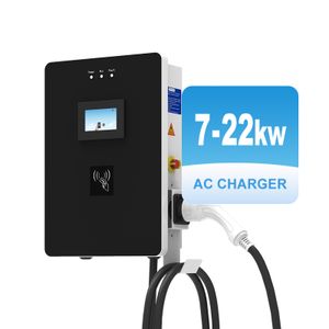Hongjiali TUV Certification Commercial Glass Panel Type2 Smart 7kw 11kw 22kw Ev Wallbox Charging Station Electric Car Ev Charger