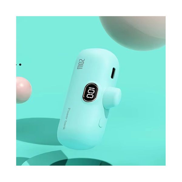 LED Digital Display PD USB Type C Fast Charging Travel Size Capsule Small Portable Pocket 20W 5000mAh Power Bank Mini for iPhone
