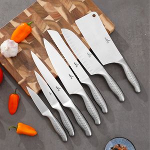 7-piece Kitchen Knife Professional Stainless Steel Meat Cleaver Sharp Chopping Slicing Chef Knife Set