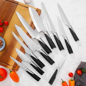 Professional 10-Piece Stainless Steel Kitchen Knife Set with Pakka Wood Handle for Cutting