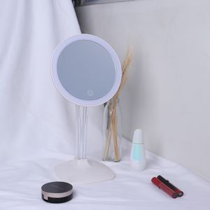 LED Tabletop Vanity Mirror with Magnifying Glass Round-shaped  Makeup Mirror with Adjustable Angle