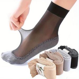 Women's Silky Velvet Ankle Socks Lightweight Breathable Elastic Lace Socks Transparent Summer Socks