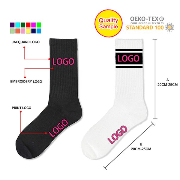 New Arrival Fashion Logo Socks Embroidery Custom Design Made Cotton Crew Mens Custom Socks Logo Colorful Breathable