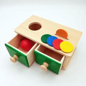 New Unisex Toddler Montessori Match Toys 12 Months Younger Wood Rectangular Coin Ball Box New Spinning Drum Game