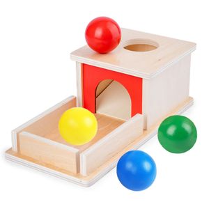 Low Price Unisex Toddler Montessori Match Toys 12 Months Younger Wood Rectangular Coin Ball Box New Spinning Drum Game